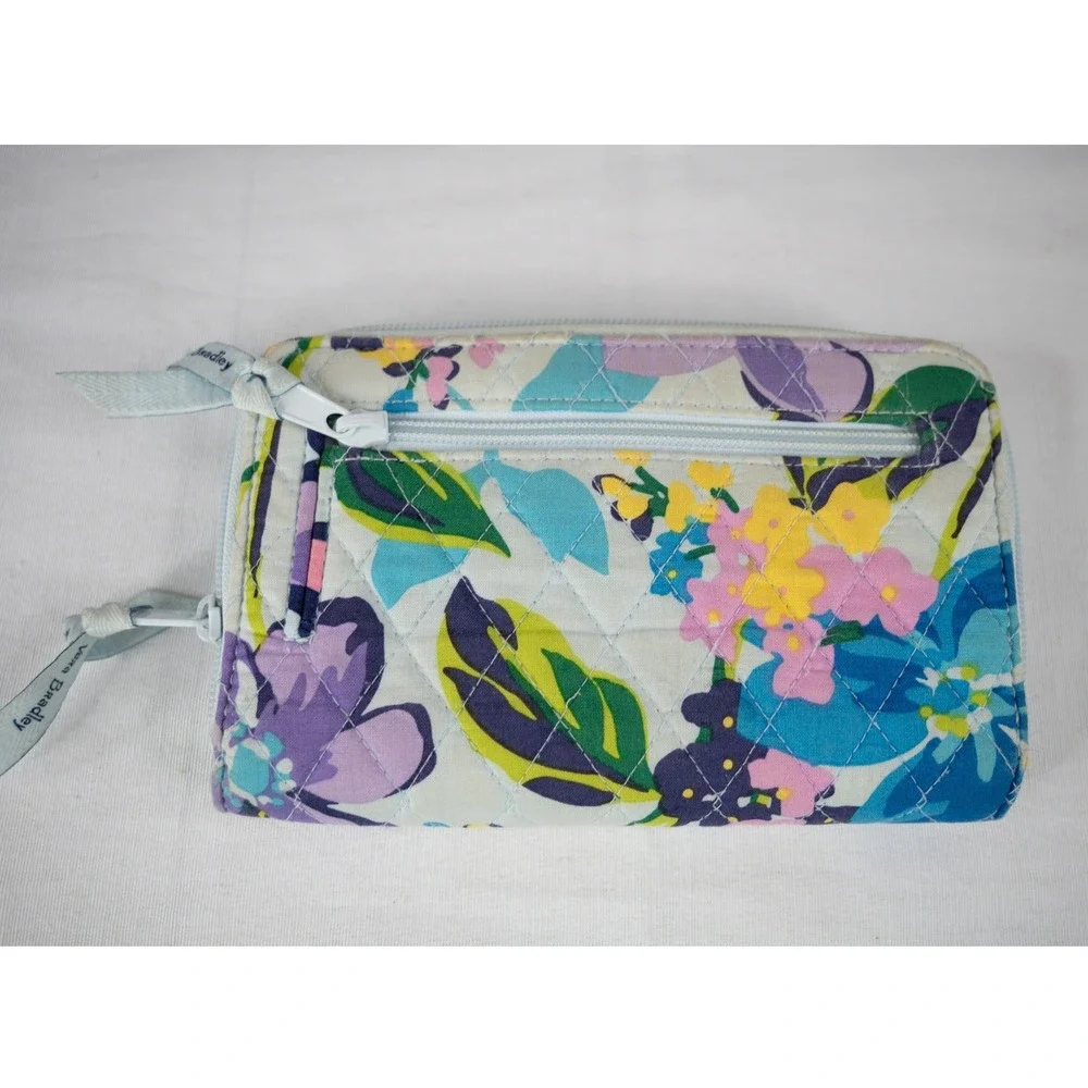 Vera Bradley Turnlock Wallet Women Marian Floral Blue RFID - Picture 2 of 5